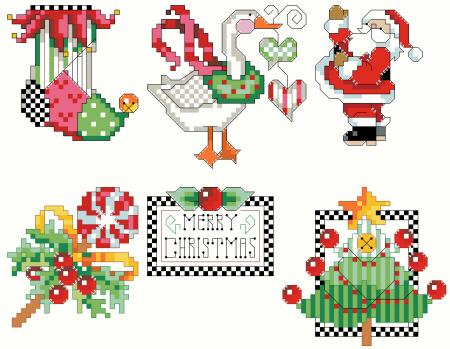 click here to view larger image of Checkered Ornaments Set 1 (chart)