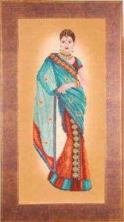 click here to view larger image of Indian Lady in Blue Sari (counted cross stitch kit)