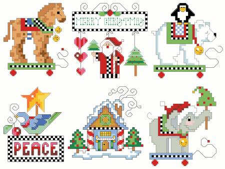click here to view larger image of Checkered Ornaments Set  4 (chart)