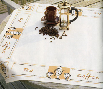 click here to view larger image of Tea and Coffee Tablecloth (counted cross stitch kit)
