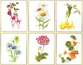 click here to view larger image of Flowers III - 6 Designs - Linen (counted cross stitch kit)