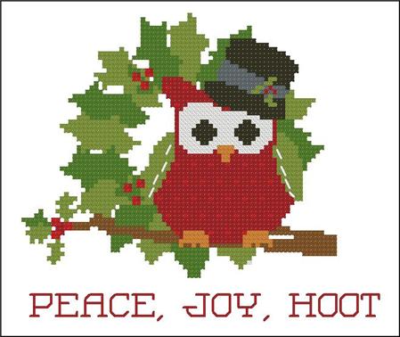 click here to view larger image of Christmas Hootie 004 Peace Joy (chart)