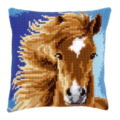 click here to view larger image of Brown Horse Pillow (counted cross stitch kit)