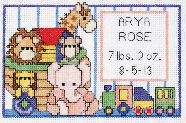 click here to view larger image of Noahs Ark Birth Sampler Mini (counted cross stitch kit)