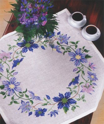 click here to view larger image of Blue Clematis (counted cross stitch kit)