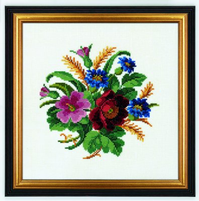 click here to view larger image of Cornflower and Poppy (26ct) (counted cross stitch kit)