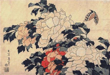 click here to view larger image of Peonies and Butterfly  (Katsushika Hokusai) (chart)