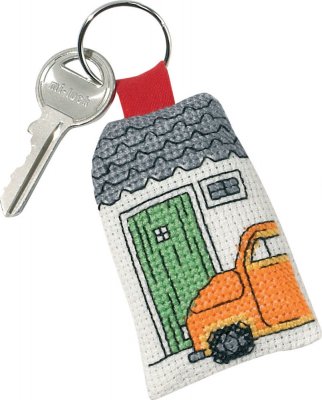 click here to view larger image of Yellow Fiat Keyring (counted cross stitch kit)