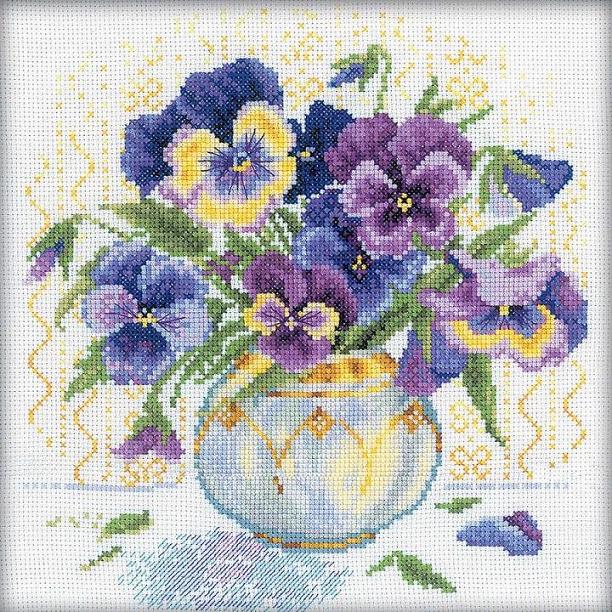 click here to view larger image of Pansies (counted cross stitch kit)