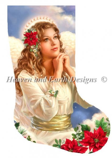 click here to view larger image of Stocking Christmas Grace Angel with Flowers (chart)