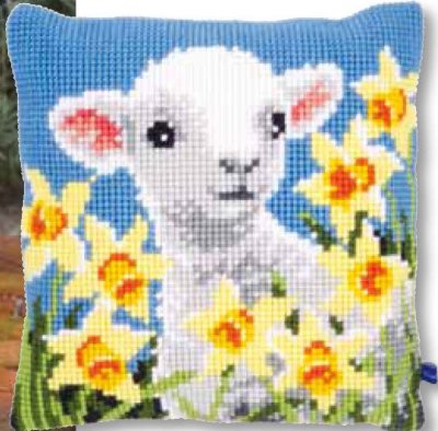 click here to view larger image of Lamb Cushion (needlepoint)