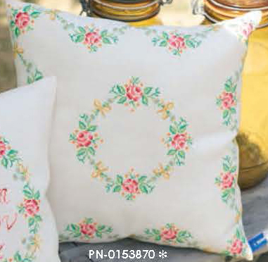 click here to view larger image of Garland and Roses Cushion (counted cross stitch kit)