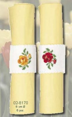 click here to view larger image of Yellow and Red Rose Napkin Bands - Set of Two (counted cross stitch kit)