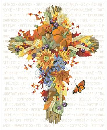 click here to view larger image of Fall Floral Cross (chart)
