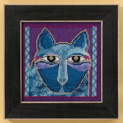 click here to view larger image of Wild Blue Cat - Cats Collection (Linen) (counted cross stitch kit)