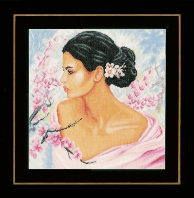 click here to view larger image of Lady With Blossoms (counted cross stitch kit)