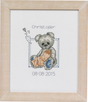 click here to view larger image of Baby Boy and Teddy Birth Announcement (counted cross stitch kit)