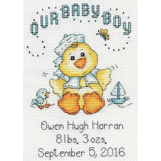 click here to view larger image of Our Baby Boy Chick Birth Record (counted cross stitch kit)