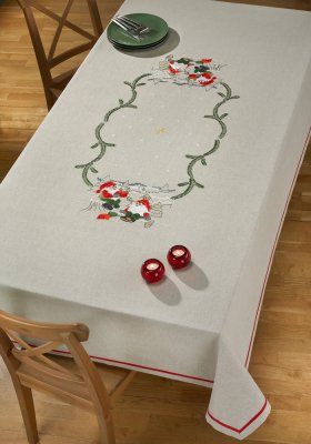 click here to view larger image of Elves in Forest Tablecloth (stamped cross stitch kit)