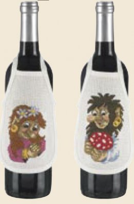 click here to view larger image of Rudolf Bottle Aprons (Set of 2) (counted cross stitch kit)
