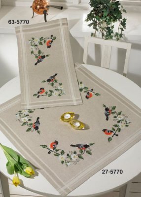 click here to view larger image of Bullfinch Table Cloth (Lower) (stamped cross stitch kit)
