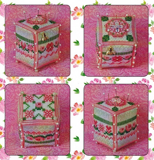 click here to view larger image of Bee Rosy Pin Cube (Limited Quantity) EXCLUSIVE TO ABC STITCH THERAPY (counted cross stitch kit)