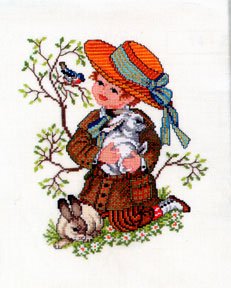 click here to view larger image of Boy With Rabbit (counted cross stitch kit)