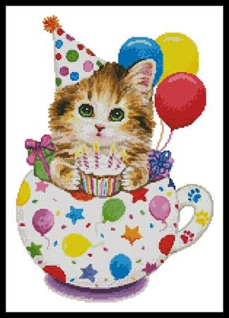 click here to view larger image of Birthday Kitty Cup  (Kayomi Harai) (chart)