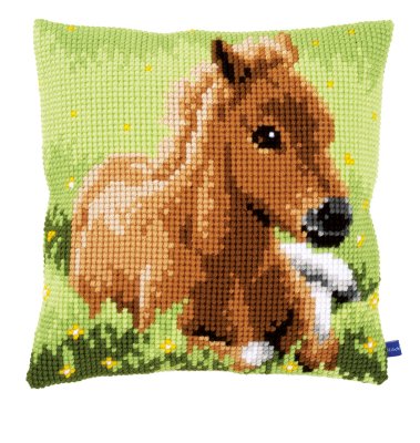 click here to view larger image of Brown Foal Cushion (counted cross stitch kit)