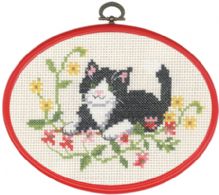 click here to view larger image of Black Cat In Flowers (counted cross stitch kit)