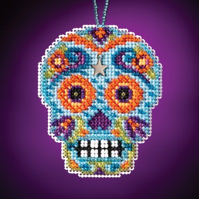 click here to view larger image of Azul - Calavera Charmed Ornament (counted cross stitch kit)