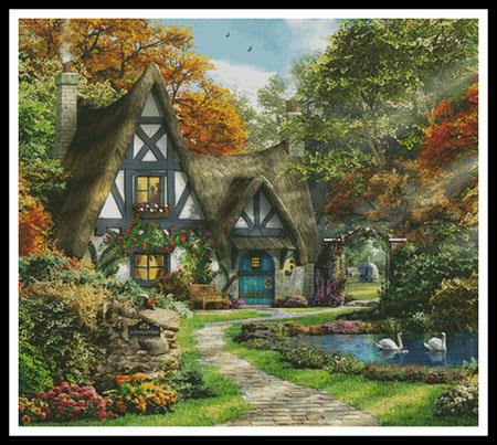 click here to view larger image of Autumn Cottage, The - Cushion  (Dominic Davison) (chart)
