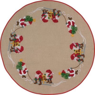 click here to view larger image of Elfs Tree Skirt (stamped cross stitch kit)