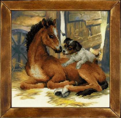 click here to view larger image of Foal and Puppy (stamped cross stitch kit)