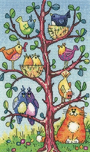 click here to view larger image of Bird Watching - Birds Of A Feather (Aida) (counted cross stitch kit)