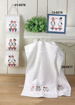 click here to view larger image of Crazy Seagulls Towels (2 towels) (stamped cross stitch kit)