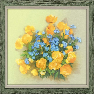 click here to view larger image of Globe Flowers - Satin Stitch (stamped cross stitch kit)