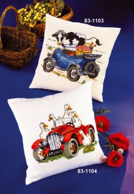 click here to view larger image of Blue Car With Cow (Upper) (counted cross stitch kit)
