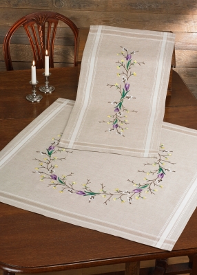 click here to view larger image of Crocus Table Runner (stamped cross stitch kit)