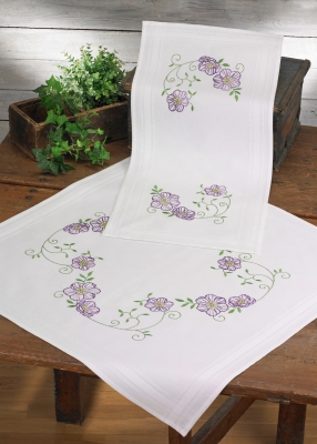 click here to view larger image of Clematis Table Topper (lower) (stamped cross stitch kit)