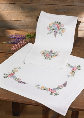 click here to view larger image of Flowers Table Topper (lower) (stamped cross stitch kit)