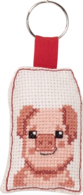 click here to view larger image of Smiling Pig Keyring (counted cross stitch kit)
