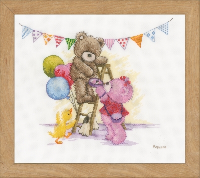click here to view larger image of Bear Birthday Popcorn (counted cross stitch kit)