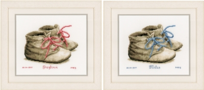click here to view larger image of Baby Shoes Birth Announcement (counted cross stitch kit)