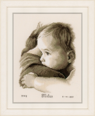 click here to view larger image of Baby Hug Birth Announcement (counted cross stitch kit)