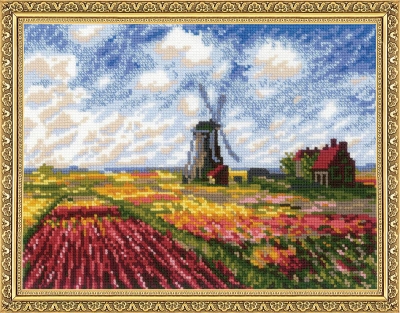 click here to view larger image of Tulip Field After Claude Monet's Painting (counted cross stitch kit)