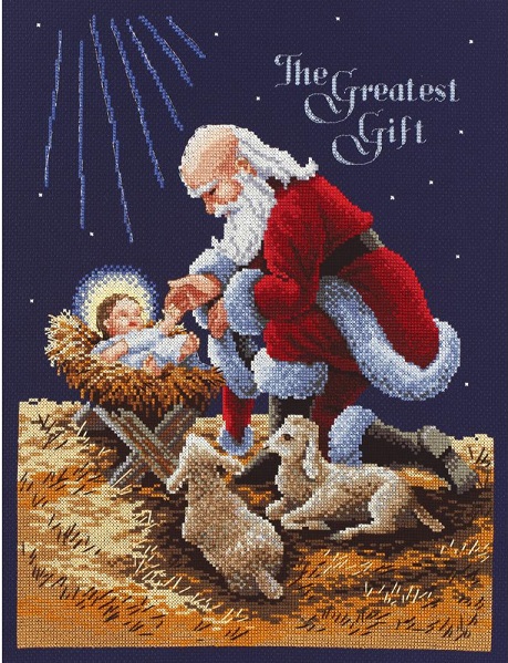 click here to view larger image of Kneeling Santa (counted cross stitch kit)