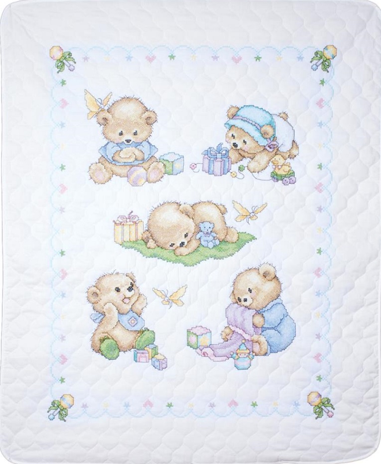 click here to view larger image of Baby Bears Quilt/Crib Cover (stamped crib cover)