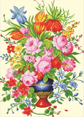 click here to view larger image of Elegant Floral Arrangement - No Count Cross Stitch (stamped cross stitch kit)