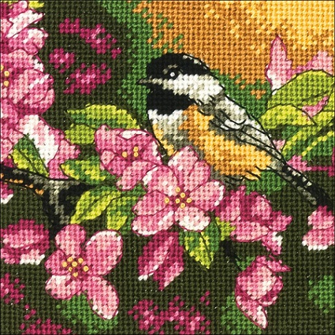 click here to view larger image of Chickadee in Pink (needlepoint)